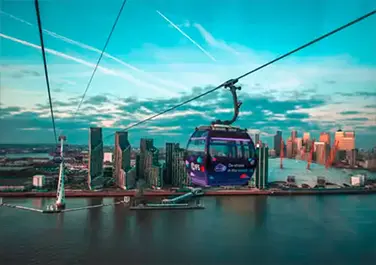 Teleférico sobre o Tâmisa em Londres